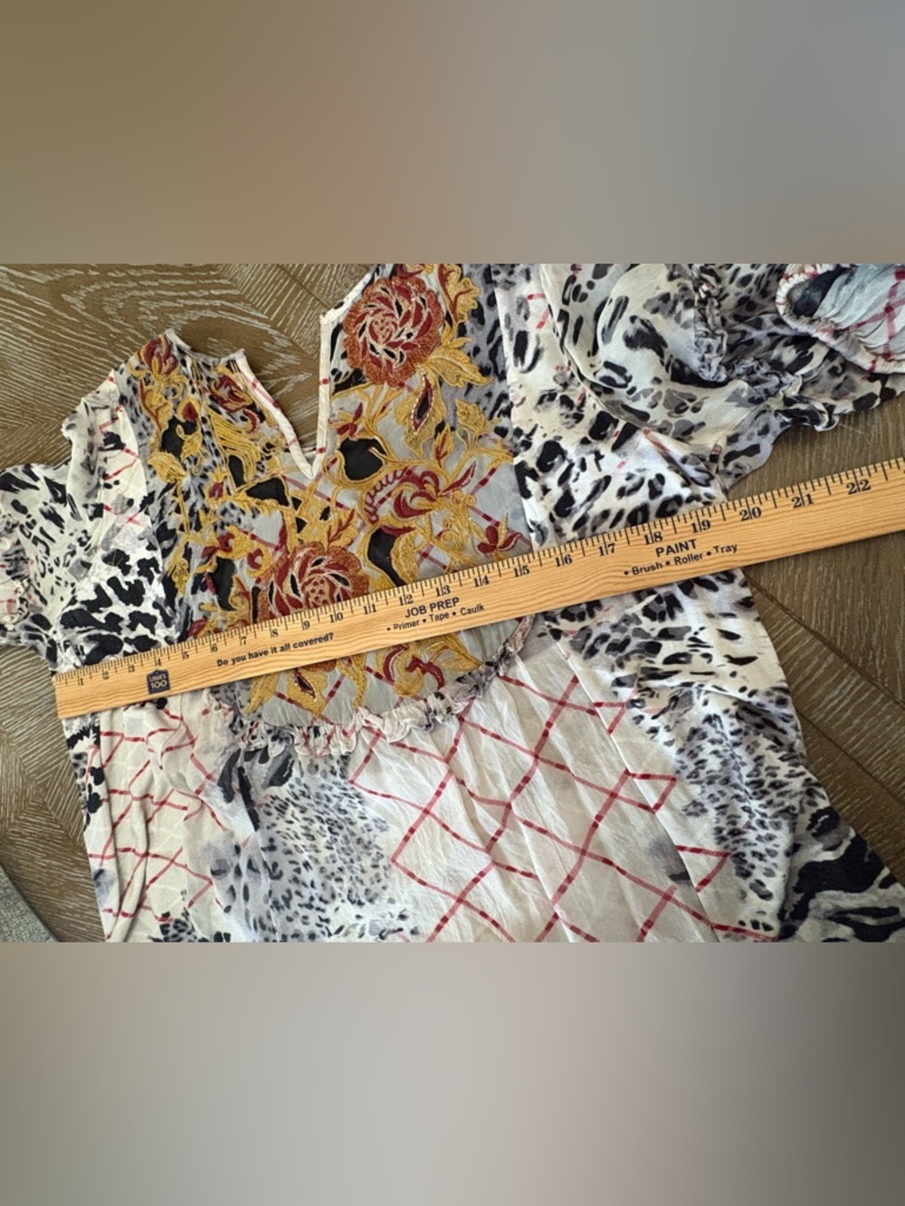 Anthropologie White Mixed-Print Embroidered Peasant Blouse - Picture 11 of 13